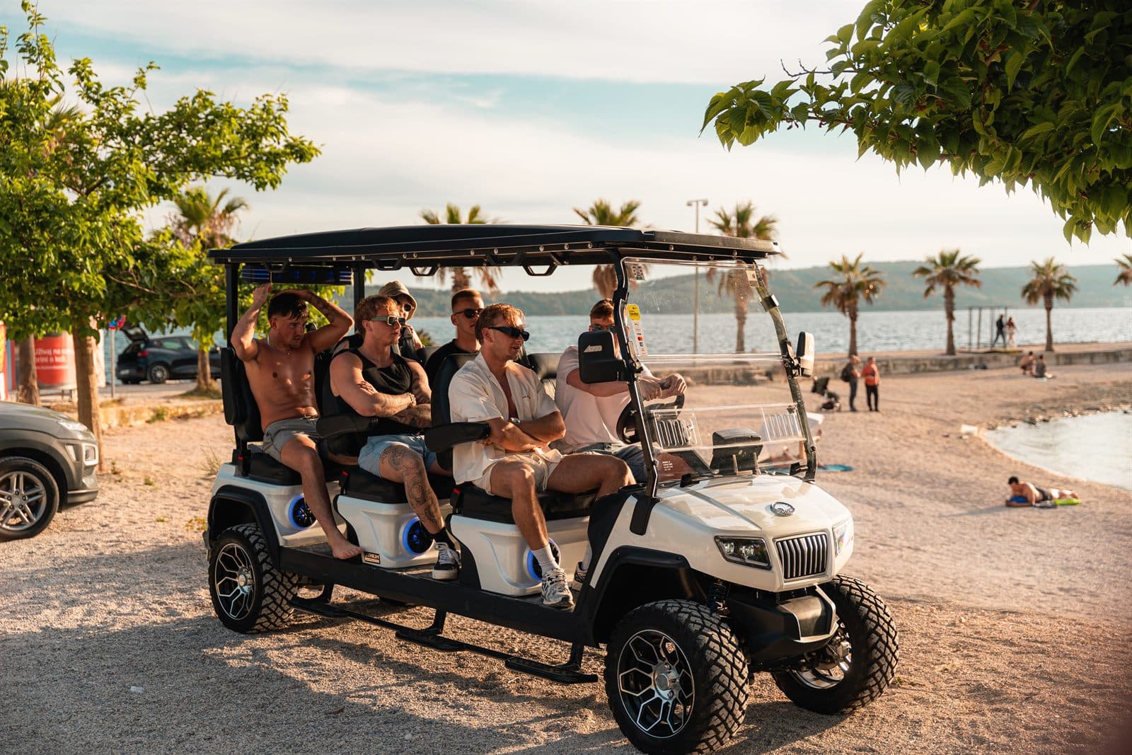 Guests enjoying a Hidden Split Tours ride near the coast